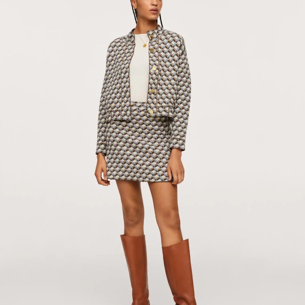 Mango Geometric print knit bomber - Picture 9 of 12